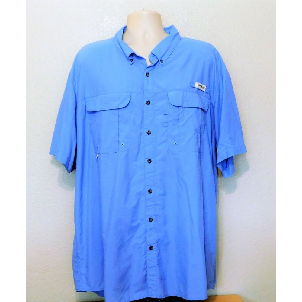 Magellan Outdoors Fish Gear Shirt 3XL Blue Vented Relaxed Short Sleeves Nylon - Picture 4 of 5
